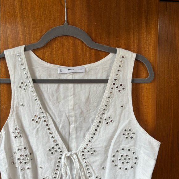 Mango White Eyelet Tie-Front Camisole - Picture 2 of 4